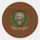 MacGregor Scottish Clan Tartan & Crest ラウンドシール (正面)