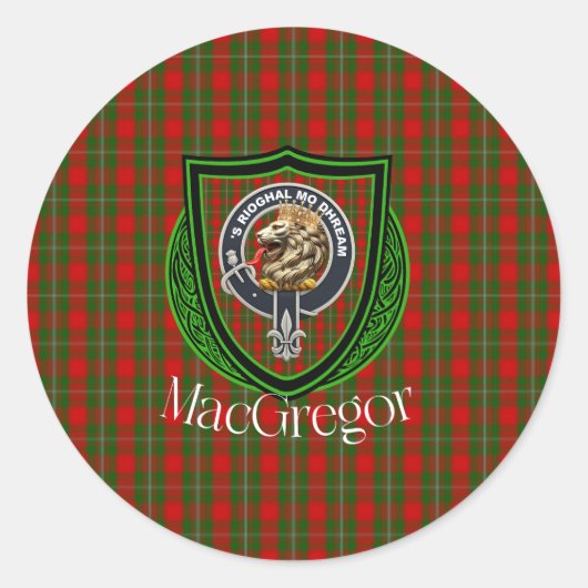MacGregor Scottish Clan Tartan & Crest ラウンドシール (正面)