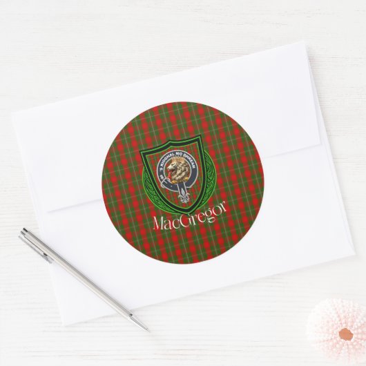 MacGregor Scottish Clan Tartan & Crest ラウンドシール (封筒)