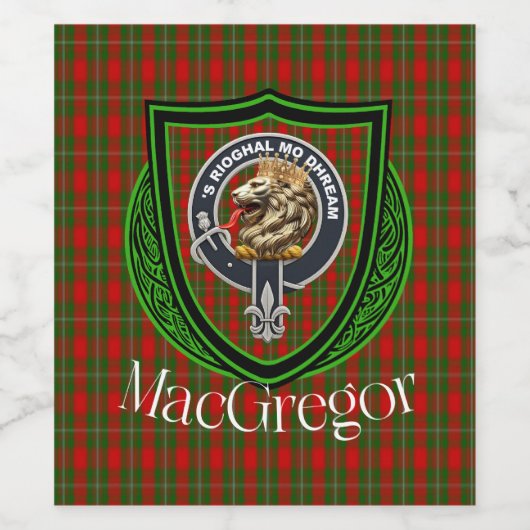 MacGregor Scottish Clan Tartan & Crest ワインラベル (シングルラベル)