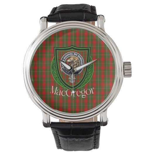MacGregor Scottish Clan Tartan & Crest 腕時計 (正面)