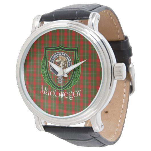 MacGregor Scottish Clan Tartan & Crest 腕時計 (アングル)