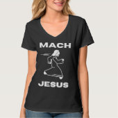 Mach Jesus  Jesus Running Religious Christian Tシャツ (正面)