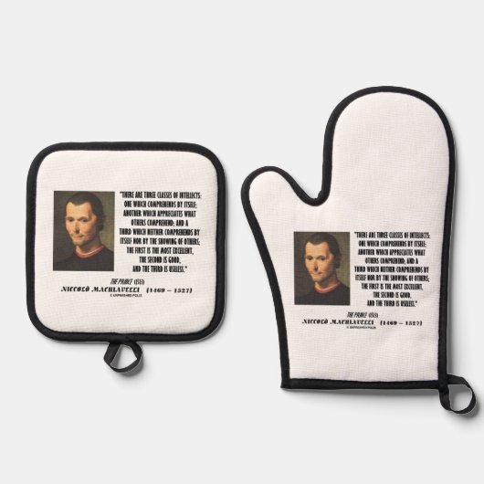 Machiavelli Three Classes Of Intellects Quote 鍋つかみ&鍋敷きセット (正面)
