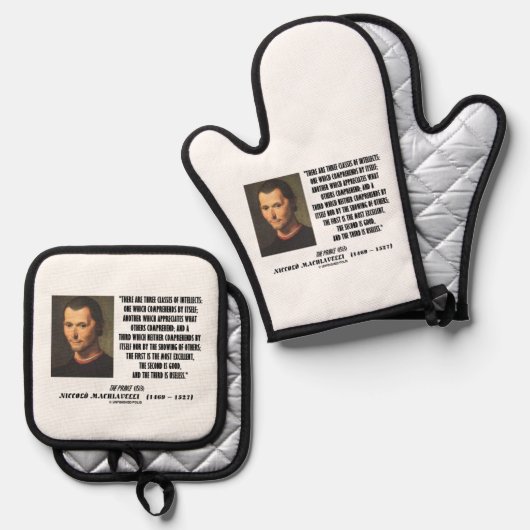 Machiavelli Three Classes Of Intellects Quote 鍋つかみ&鍋敷きセット (正面/裏面)