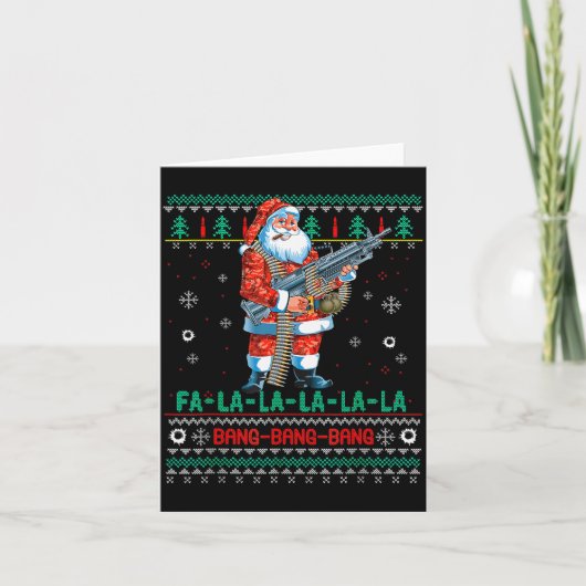Machine Santa Claus Gun Lover Ugly Christmas Sweat カード (正面)