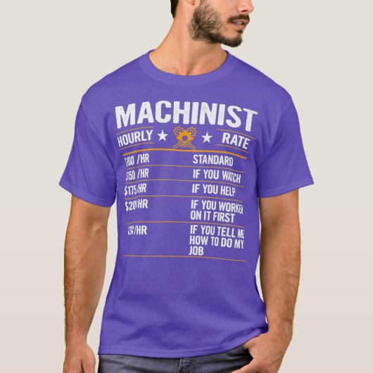 Machinistおもしろいの時給賃率割増賃金 Tシャツ (正面)