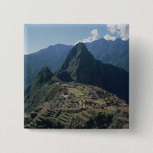 Machu Picchuの砦の眺め 缶バッジ (正面)