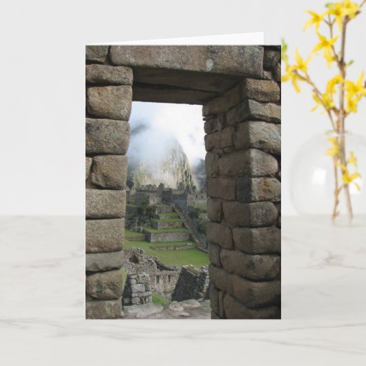 Machu Picchu、ペルー カード (黄色い花)