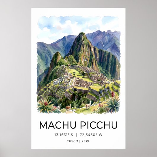 Machu Picchu Art Print - Blue Misty Landscape with ポスター (正面)