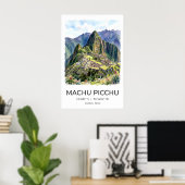 Machu Picchu Art Print - Blue Misty Landscape with ポスター (ホームオフィス)