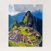 Machu Picchu Peru Painting ジグソーパズル (縦)