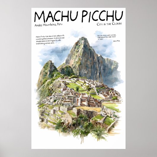 Machu Picchu Poster  Peru Andes Landmark  Ancient ポスター (正面)