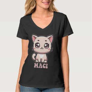 Maci Cute Kitty Catデザインfor Girls Name Maci Tシャツ