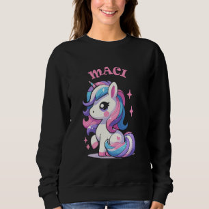 Maci Cute Unicornデザインfor Girls Name Maci スウェットシャツ