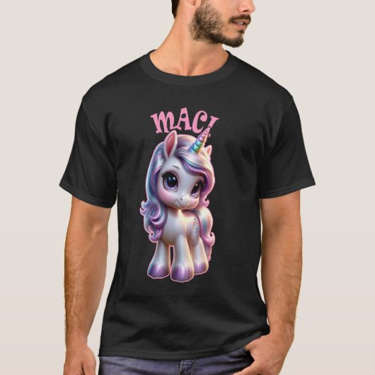 Maci Cute Unicornデザインfor Girls Name Maci Tシャツ (正面)