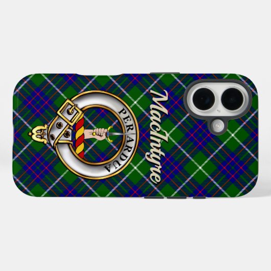MacIntyre クランバッジとタータン柄 iPhone / iPad カバー (裏面 (横))