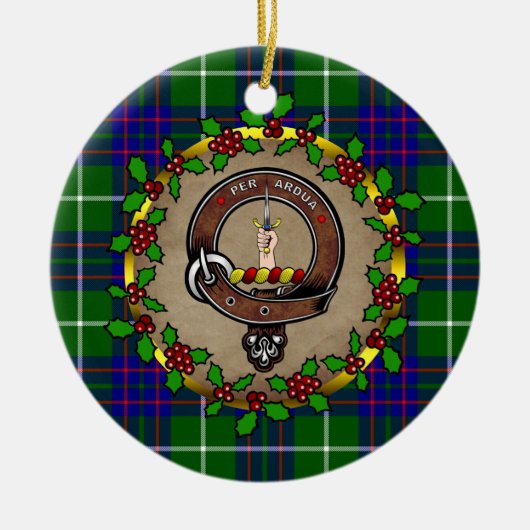 MacIntyre Clan Badge &タータンチェックパーソナライズされたクリスマス  セラミックオーナメント (正面)