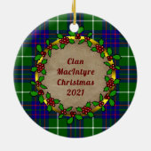 MacIntyre Clan Badge &タータンチェックパーソナライズされたクリスマス  セラミックオーナメント (裏面)