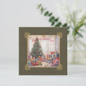 MacIntyre Hunting W Scottish Tartan Christmas シーズンカード (スタンド正面)