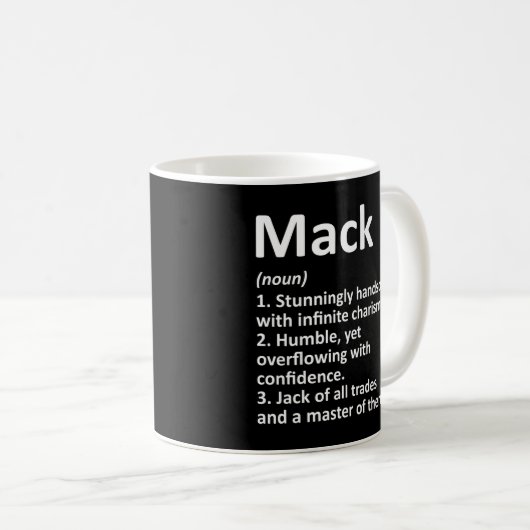 Mack定義パーソナライズされた名 コーヒーマグカップ (正面右)