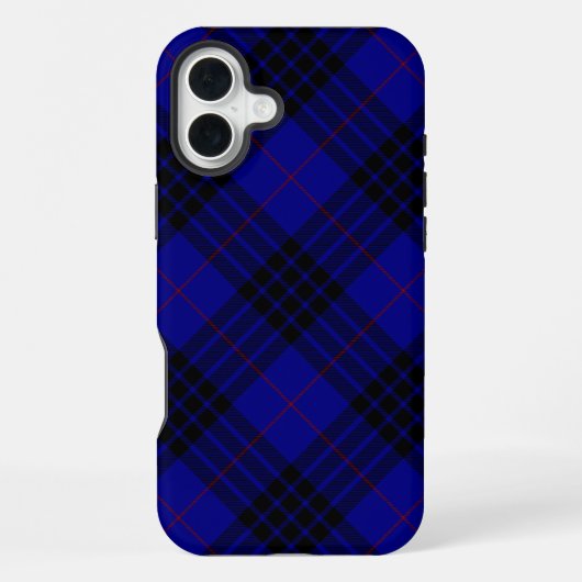 MacKay タータン ブルー ブラック 柄 iPhoneケース (裏面)