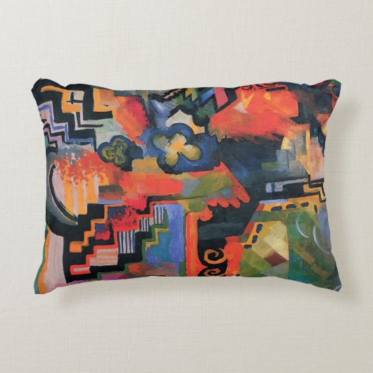 Mackeによるカラー威厳があるコンポジション、ヴィンテージアート アクセントクッション (正面)