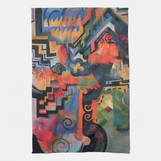 Mackeによるカラー威厳があるコンポジション、ヴィンテージアート キッチンタオル (縦)