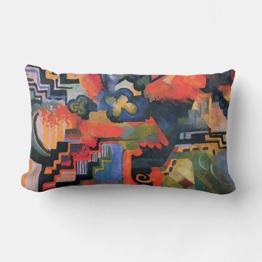 Mackeによるカラー威厳があるコンポジション、ヴィンテージアート ランバークッション (正面)