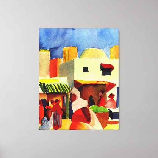 Macke威厳があるアートワーク、アルジェ市場 キャンバスプリント (正面)
