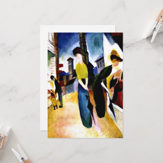 Macke 威厳がある – 帽子屋さんの前で2人の女性 カード (正面/裏面インサイチュ)
