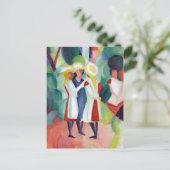 Macke 威厳がある Three girls in yellow strawora hats I ポストカード (スタンド正面)