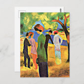 Macke 威厳がある - Woman in a Green Card ポストカード (正面/裏面)