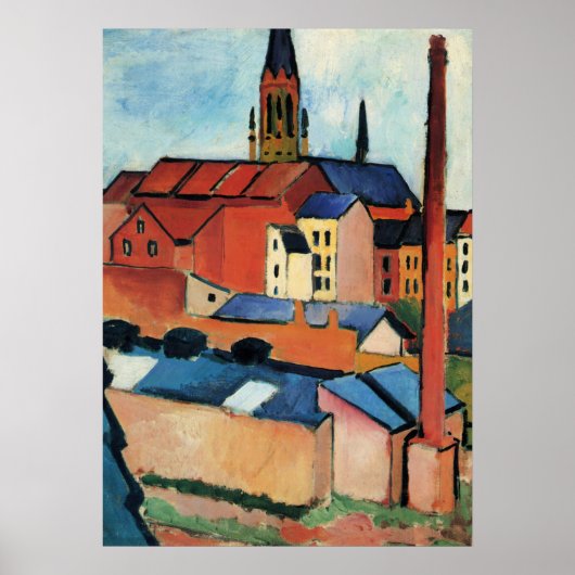 Macke - St. Mary's with Houses and Chimney(ボン) ポスター (正面)