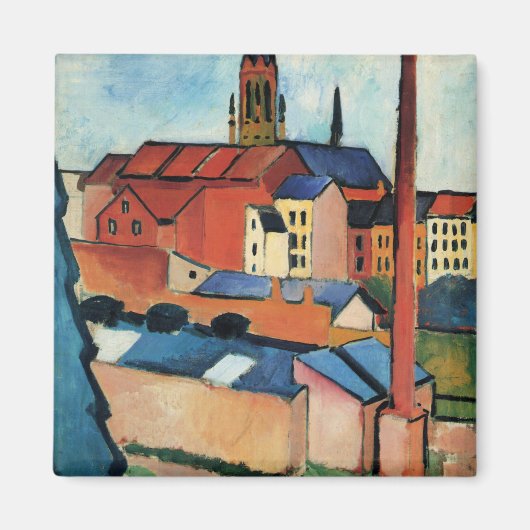 Macke - St. Mary's with Houses and Chimney(ボン) マグネット (正面)