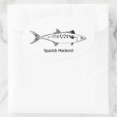 Mackerel -スペインのヴィンテージラインアート 楕円形シール (バッグ)