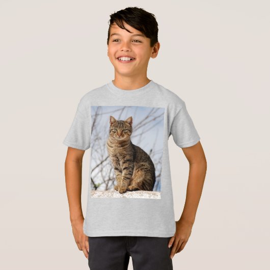 Mackerel Tabby Cat Kid's Tシャツ (正面フル)