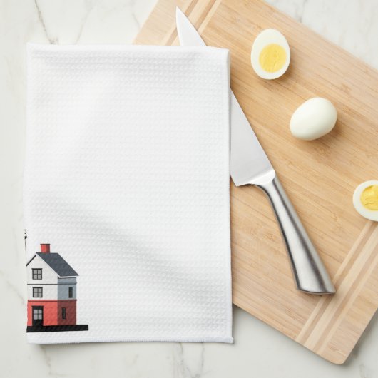 Mackinacの円形の島の灯台台所タオル キッチンタオル (四つ折り)