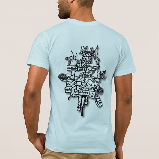 Mackinacの島の波止場のポーターのTシャツ Tシャツ (裏面)