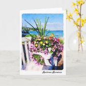 Mackinacの島の花の水彩画 カード (黄色い花)