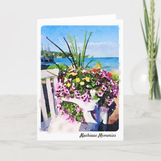 Mackinacの島の花の水彩画 カード