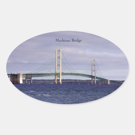 Mackinac Bridgeの長方形または楕円ステッカー 楕円形シール (正面)