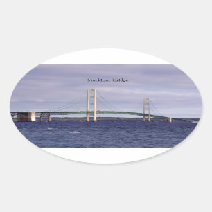 Mackinac Bridgeの長方形または楕円ステッカー 楕円形シール
