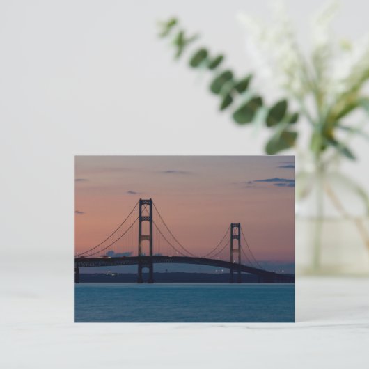 Mackinac Bridge At Duskはがき ポストカード (スタンド正面)