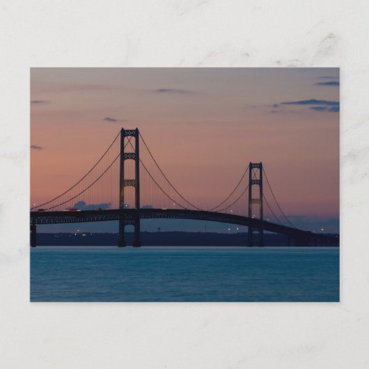 Mackinac Bridge At Duskはがき ポストカード (正面)
