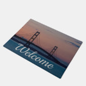 Mackinac Bridge At Dusk Welcome Doormat ドアマット (アングル)