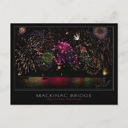 Mackinac Bridge Fireworksポストカード ポストカード (正面)