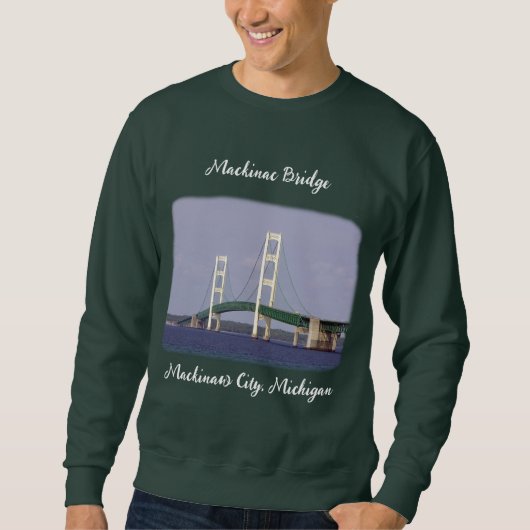 Mackinac Bridge Mackinawシャツv2ホワイトレタリング スウェットシャツ (正面)