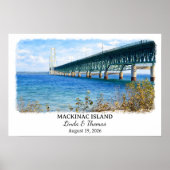 Mackinac Island Michigan Poster, Watercolor, Custo ポスター (正面)