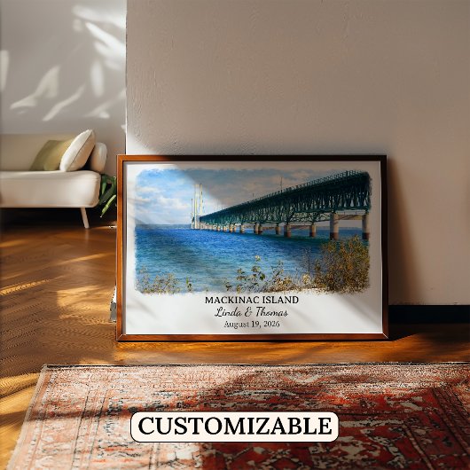 Mackinac Island Michigan Poster, Watercolor, Custo ポスター